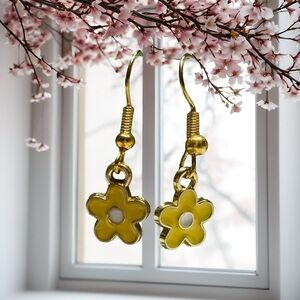 Handmade Yellow Flower Earrings